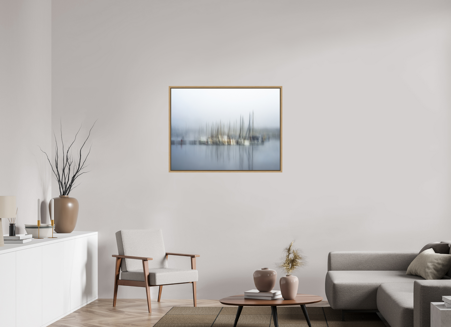 100 x 75 cm, Impression sur support rigide (Forex) avec cadre élégant type “caisse américaine” A quai