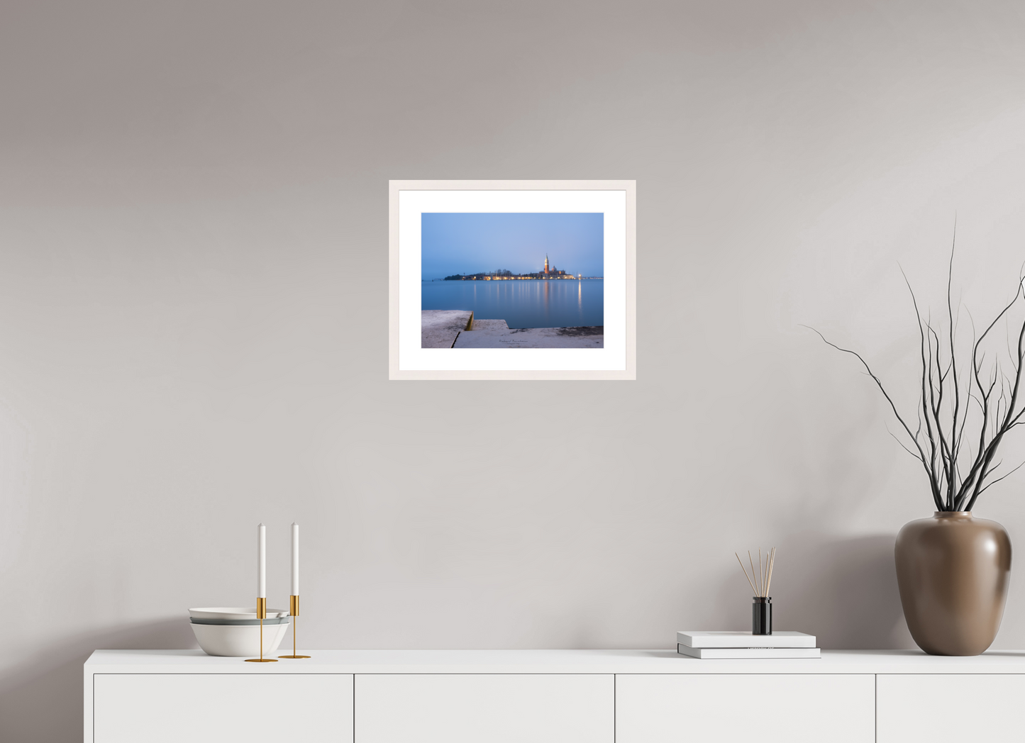 40 x 30 cm, Tirage Fine Art 30×40 cm — Passe-partout — Cadre San Giorgio Maggiore à la pointe du jour