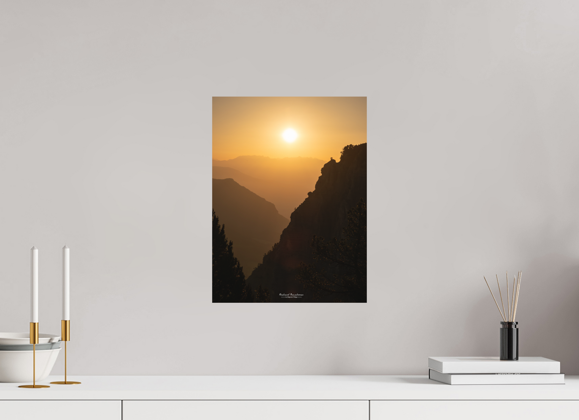 30 x 40 cm, Impression directe couleur ou noir et blanc sur plaque d'aluminium (Solidité-Durabilité) Vercors lever de soleil sur les Alpes