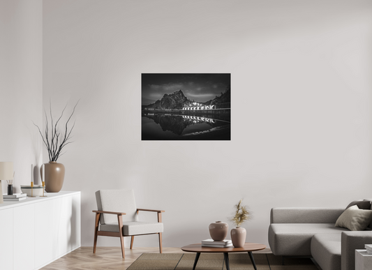 100 x 75 cm, Impression directe couleur ou noir et blanc sur plaque d'aluminium (Solidité-Durabilité) A la nuit tombante | Photographie paysage architectural nocturne artistique en noir et blanc