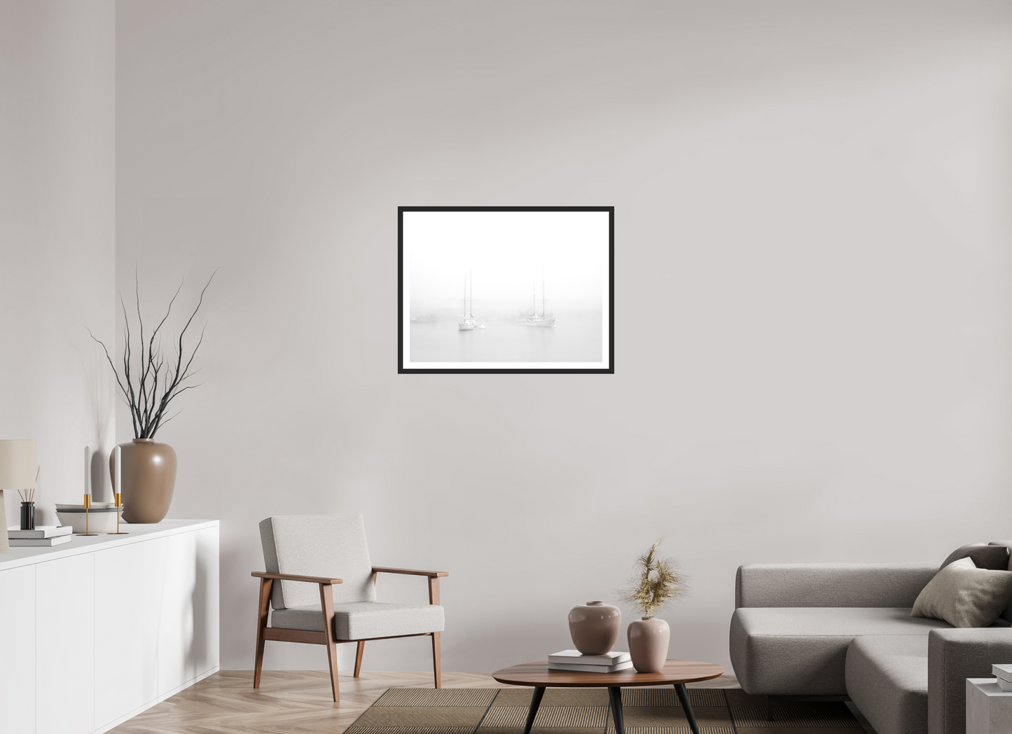 80 x 60 cm, 4- Tirage noir et blanc papier baryté + p.p + cadre Sérénité Marine – Photo Murale