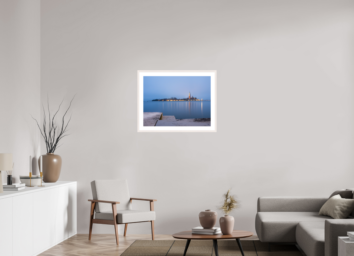 80 x 60 cm, Tirage Fine Art 30×40 cm — Passe-partout — Cadre San Giorgio Maggiore à la pointe du jour
