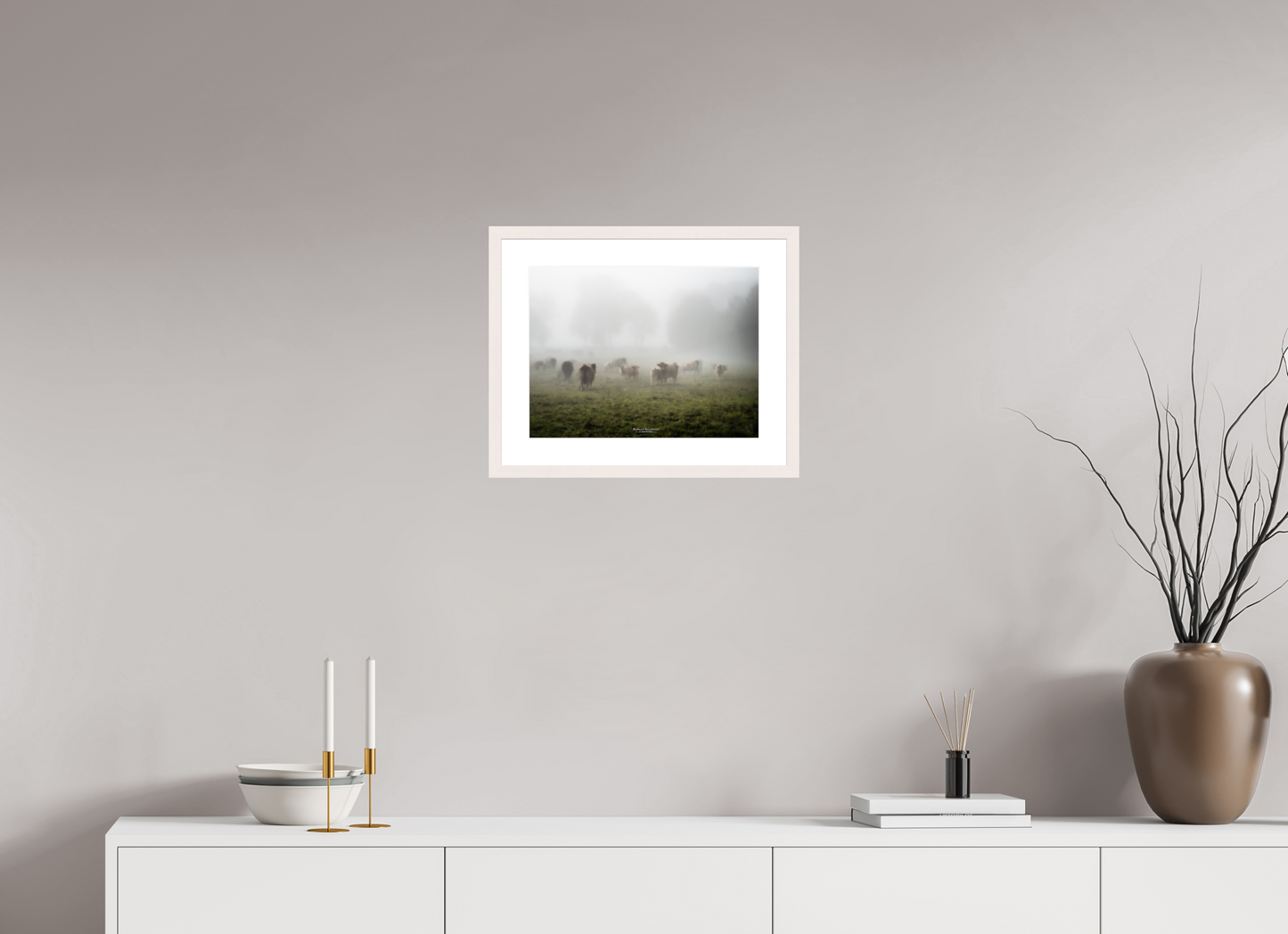 40 x 30 cm, Tirage Fine Art 30×40 cm — Passe-partout — Cadre Brume Matinale et Troupeau Paisible | Tirage Photo Fine Art