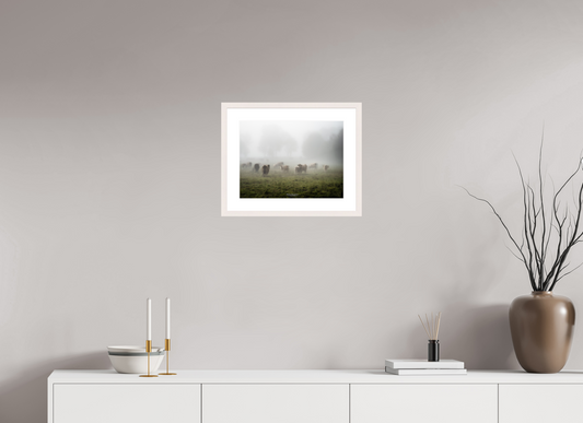 40 x 30 cm, Tirage Fine Art 30×40 cm — Passe-partout — Cadre Brume Matinale et Troupeau Paisible | Tirage Photo Fine Art