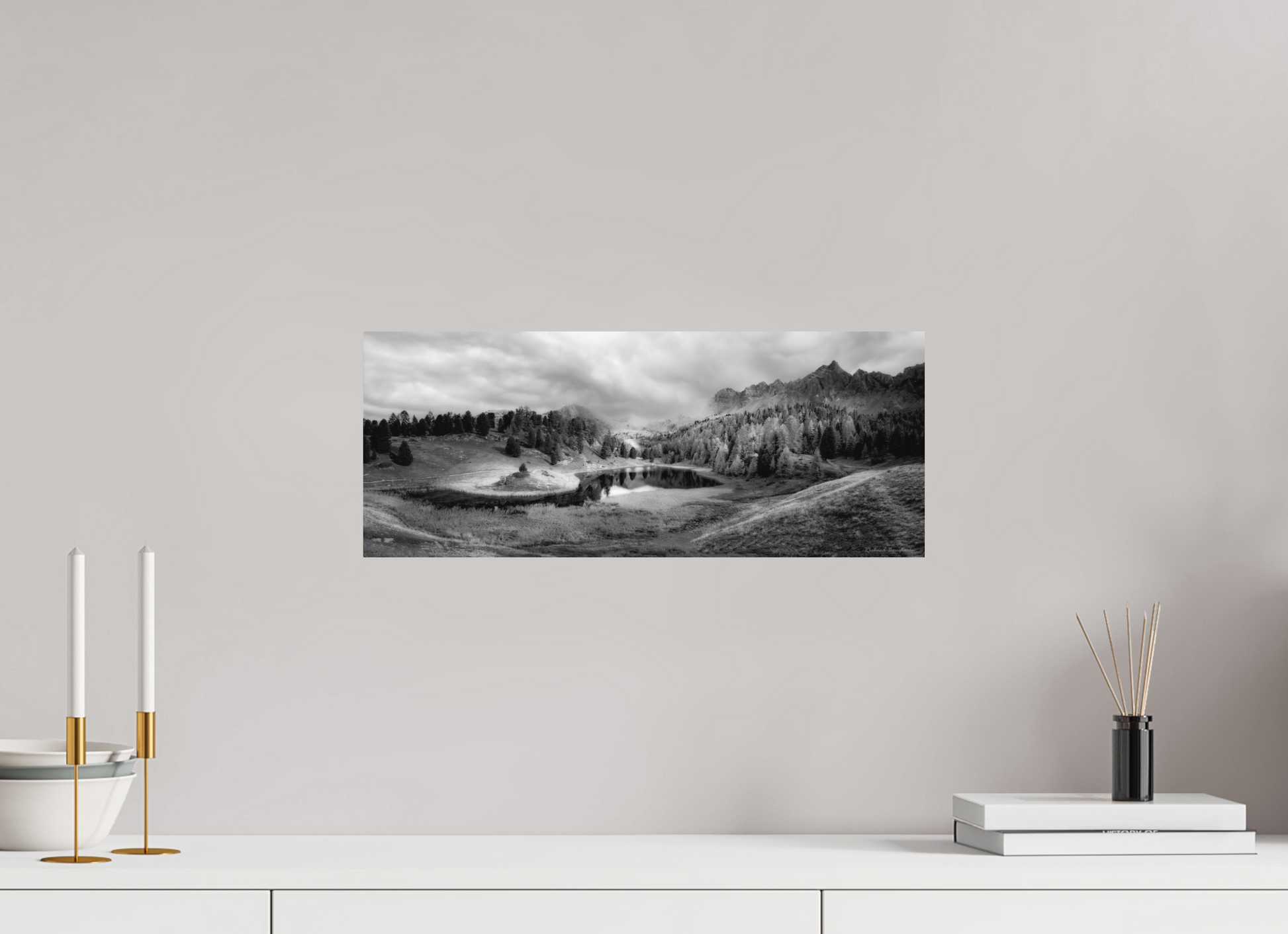 49,7 x 20 cm, 2- Tirage papier mat noir et blanc Mountains #1 - Montagnes #1