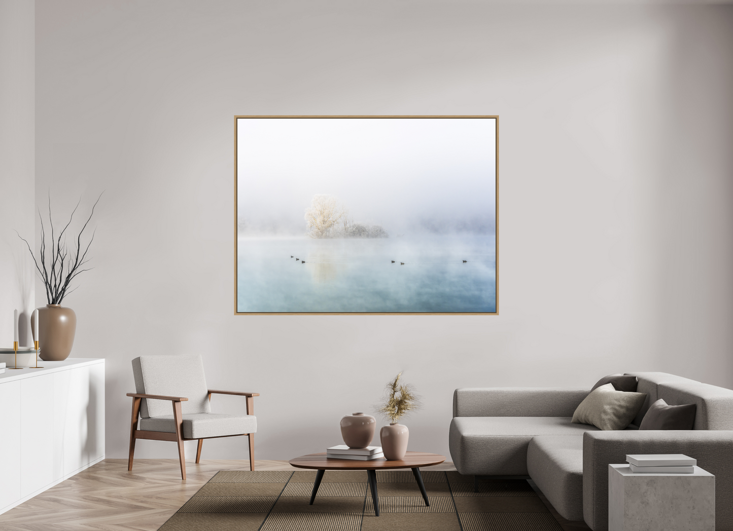 180 x 135 cm, Impression sur support rigide (Forex) avec cadre élégant type “caisse américaine” Procession hivernale