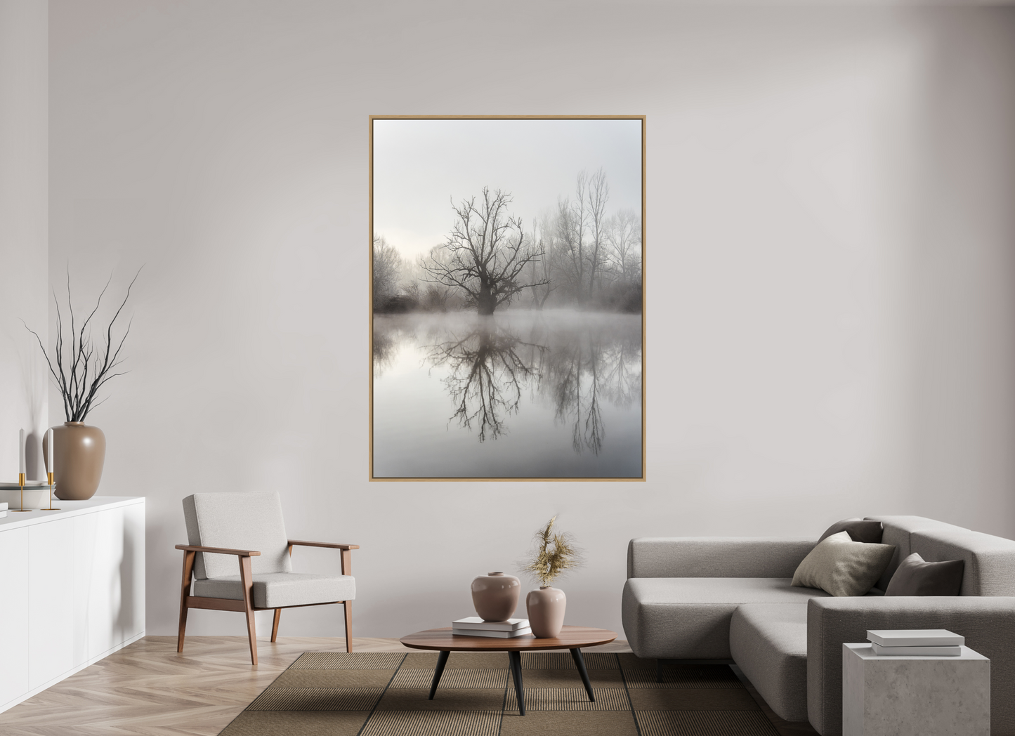 135 x 180 cm, Impression sur support rigide (Forex) avec cadre élégant type “caisse américaine” Reflet