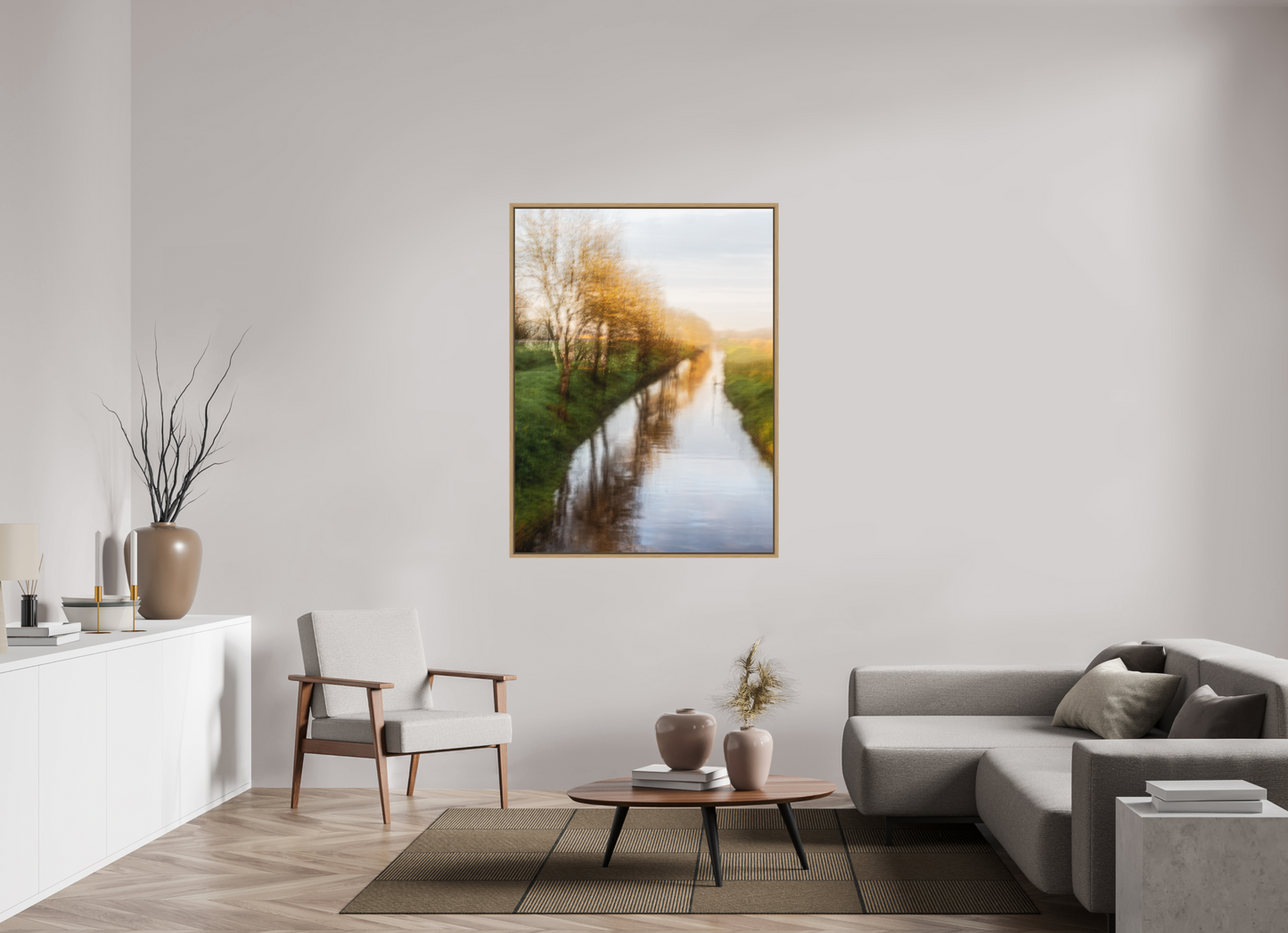 105 x 140 cm, Impression sur support rigide (Forex) avec cadre élégant type “caisse américaine” Arbres narcissiques