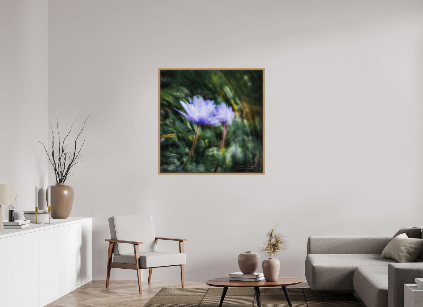 100 x 100 cm, Impression sur support rigide (Forex) avec cadre élégant type “caisse américaine” Le vent nous anime