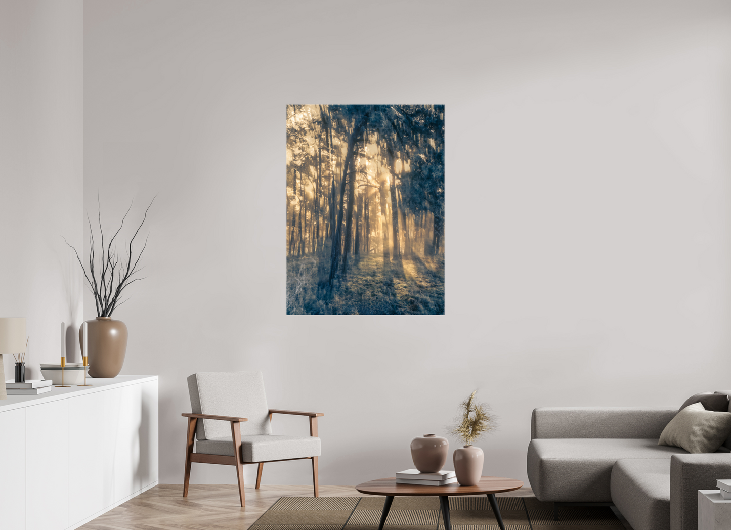 90 x 120 cm, Tirage couleur sur support solide en aluminium, recouvert d’une protection transparente (plexiglas). Mystérieuse lumière