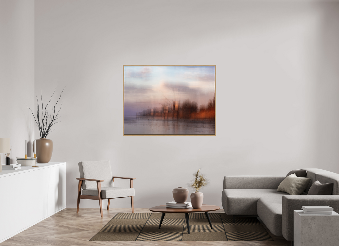 140 x 105 cm, Impression sur support rigide (Forex) avec cadre élégant type “caisse américaine” Carrelets girondins