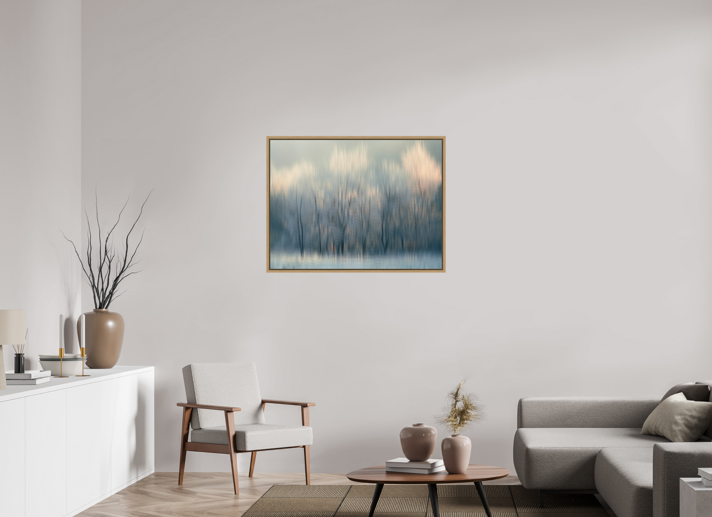 100 x 75 cm, Impression sur support rigide (Forex) avec cadre élégant type “caisse américaine” Effleurés par la lumière