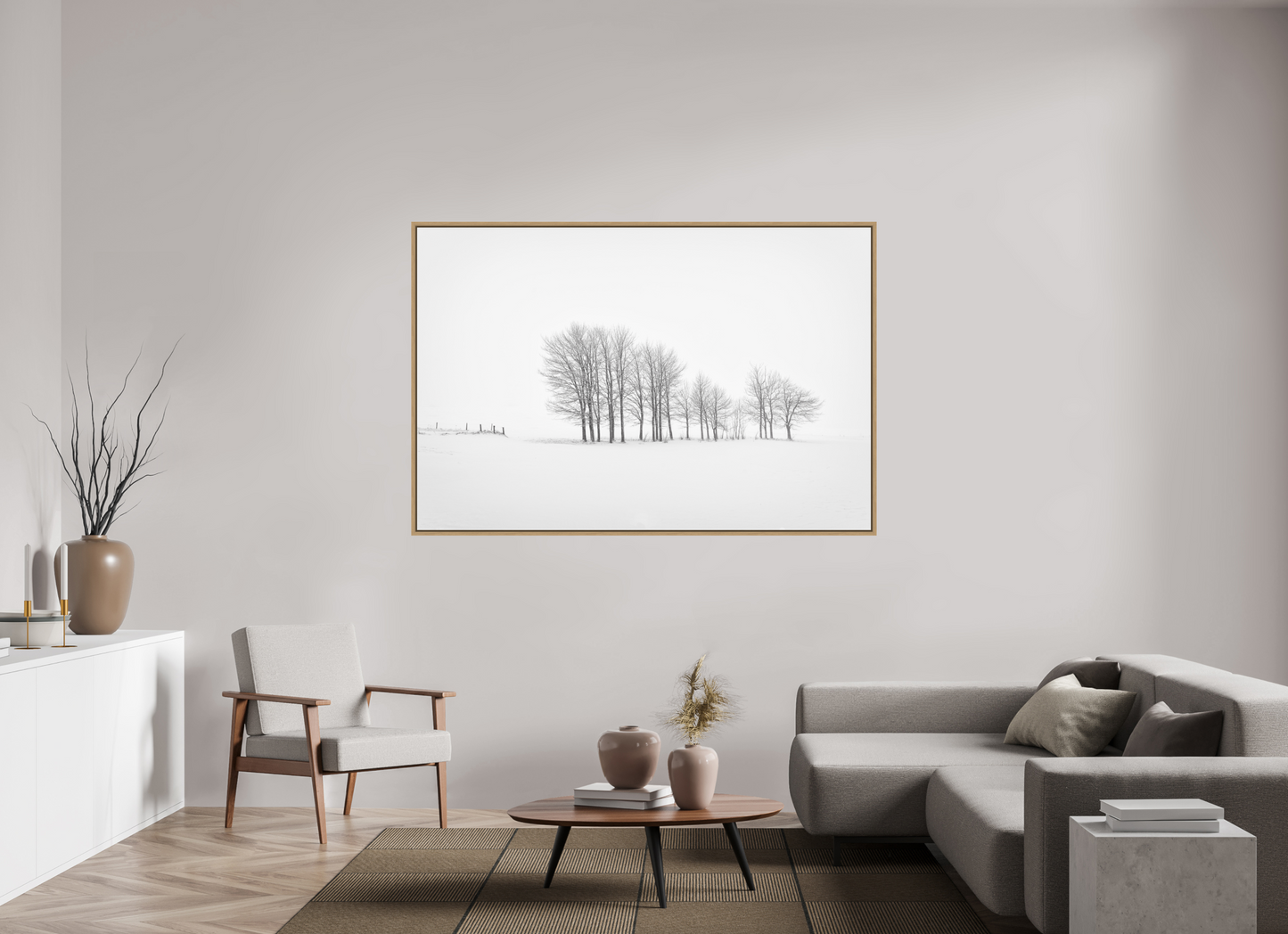 180 x 120 cm, Impression sur support rigide (Forex) avec cadre élégant type “caisse américaine” Matin d'hiver